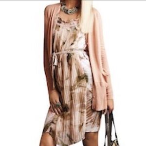 Vera Wang Kohl's Tan and Cream Midi Sundress for Wedding Guest